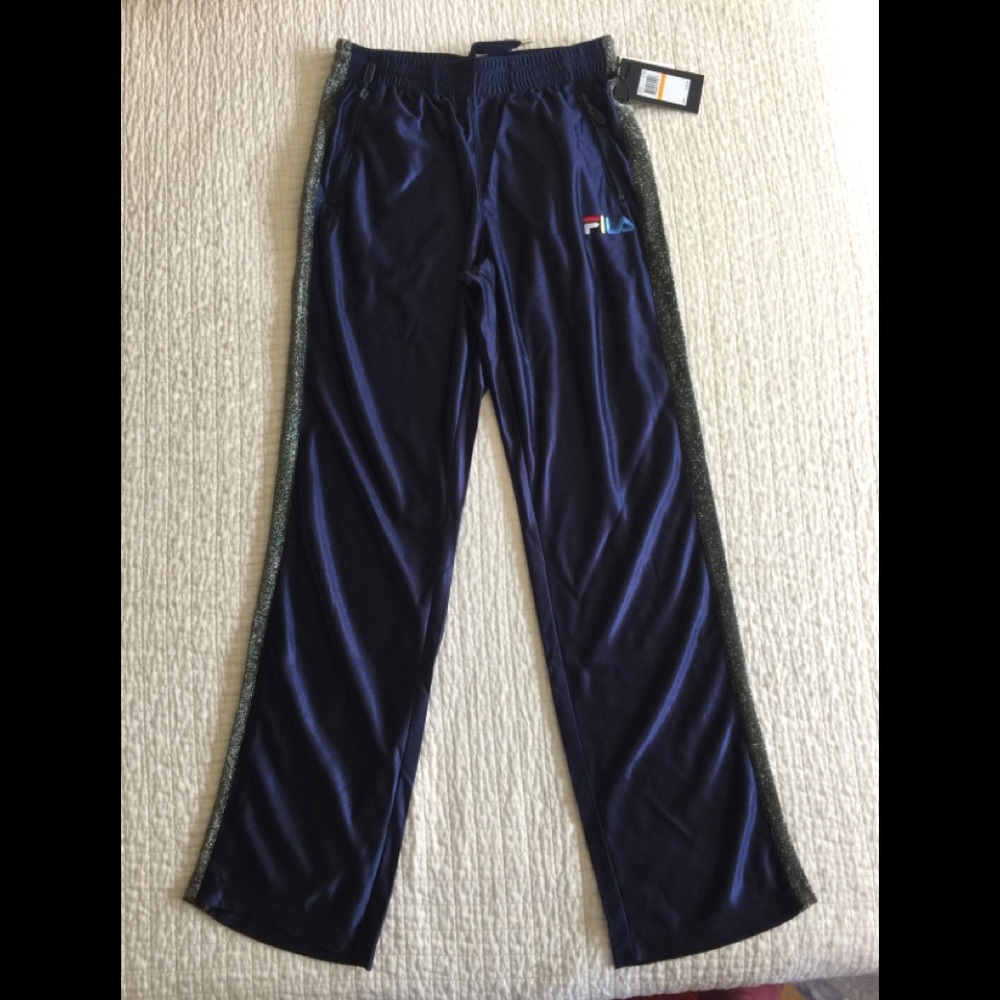 NWT Fila Barney’s NY navy track pants w/stripe